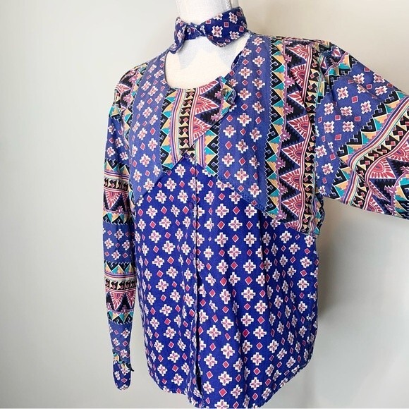 VTG Frontier Series Western Rodeo Button Up Open Neck Shirt Medium - Picture 4 of 11